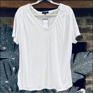 NWT Modern Canvas Size XXL White Modal-Spandex Crochet Lace Summer Tee